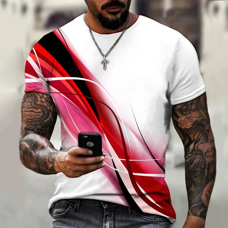 M-xlrge Men's Graphic 3d O Neck T Shirt Casual Streetwear Short Sleeve