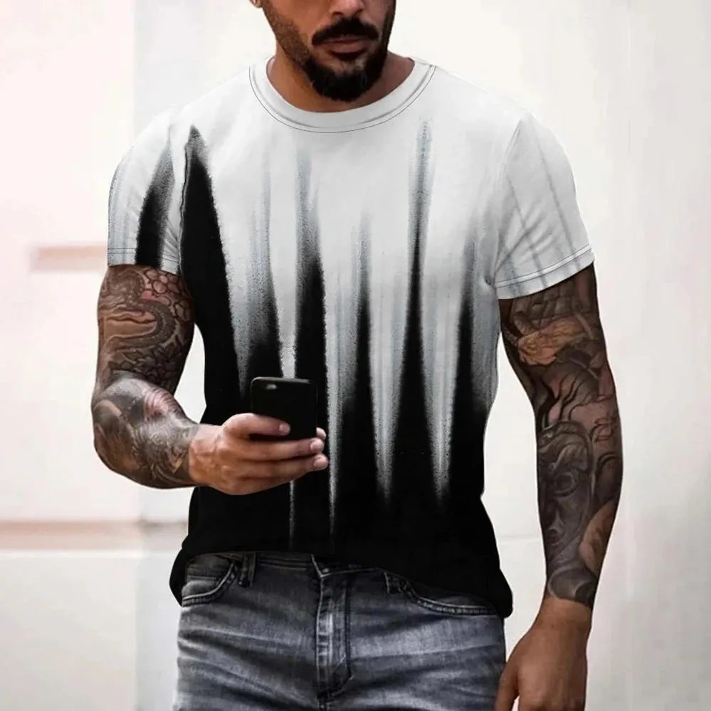 M-xlrge Men's Graphic 3d O Neck T Shirt Casual Streetwear Short Sleeve