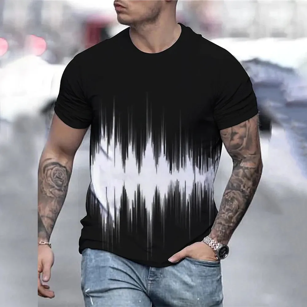 M-xlrge Men's Graphic 3d O Neck T Shirt Casual Streetwear Short Sleeve