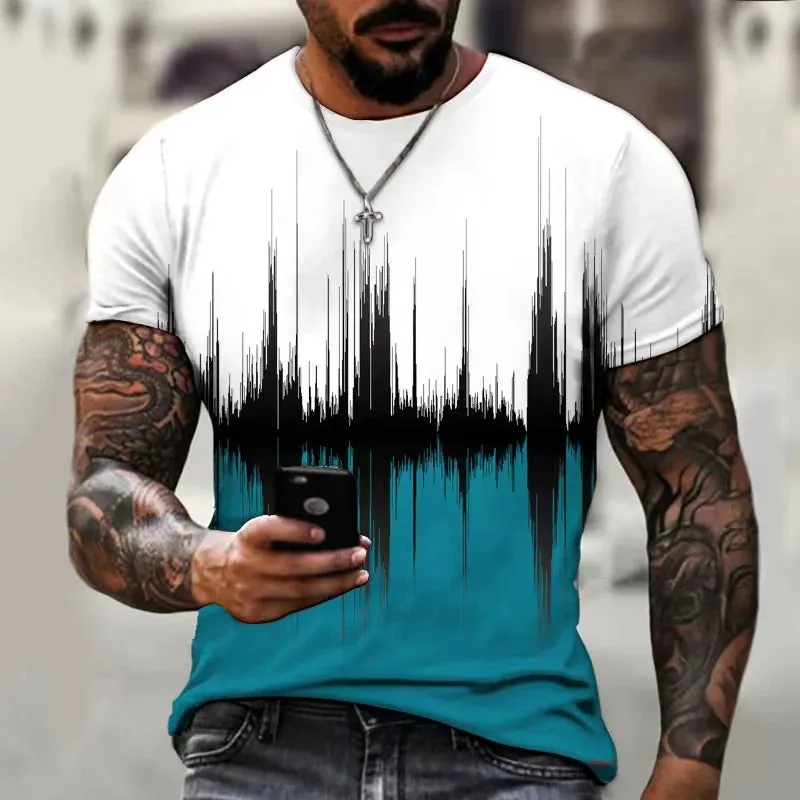 M-xlrge Men's Graphic 3d O Neck T Shirt Casual Streetwear Short Sleeve