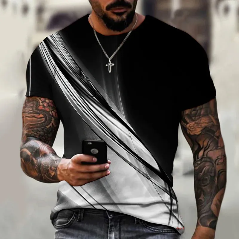 M-xlrge Men's Graphic 3d O Neck T Shirt Casual Streetwear Short Sleeve