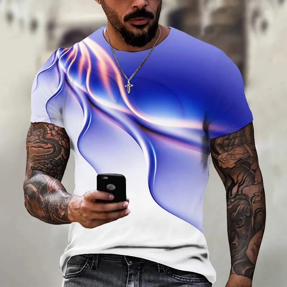 M-xlrge Men's Graphic 3d O Neck T Shirt Casual Streetwear Short Sleeve