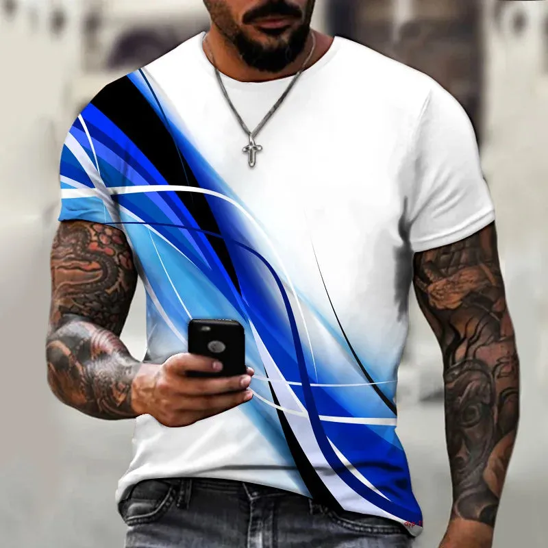 M-xlrge Men's Graphic 3d O Neck T Shirt Casual Streetwear Short Sleeve