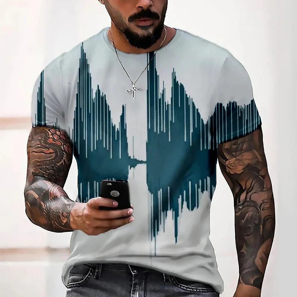 M-xlrge Men's Graphic 3d O Neck T Shirt Casual Streetwear Short Sleeve