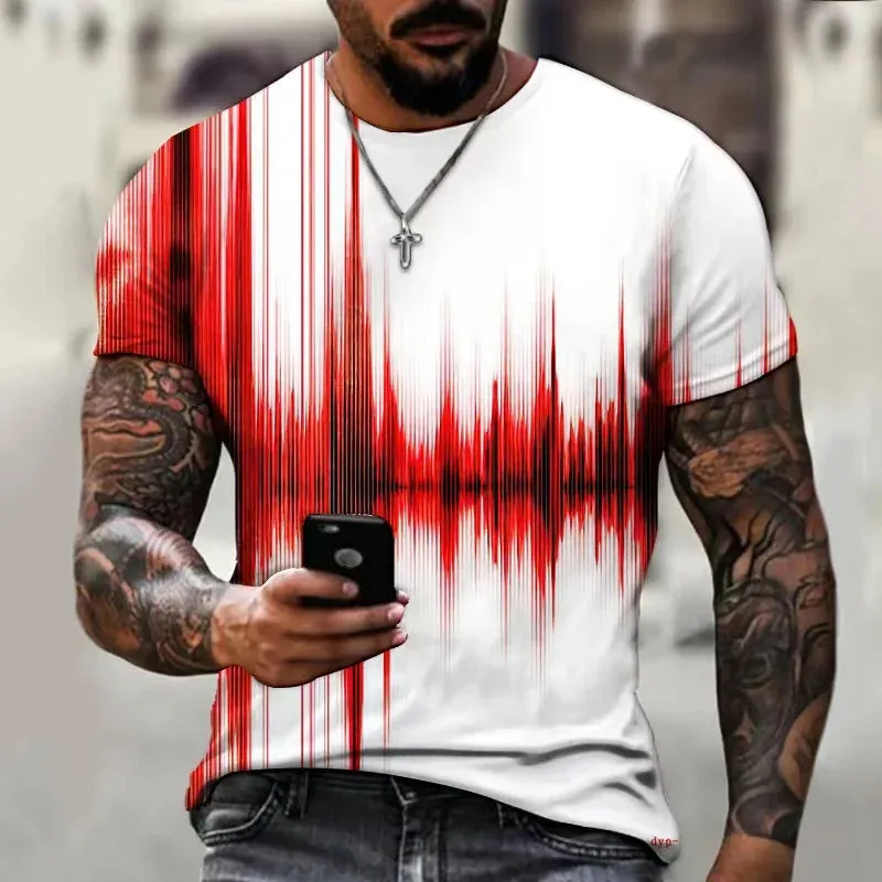 M-xlrge Men's Graphic 3d O Neck T Shirt Casual Streetwear Short Sleeve