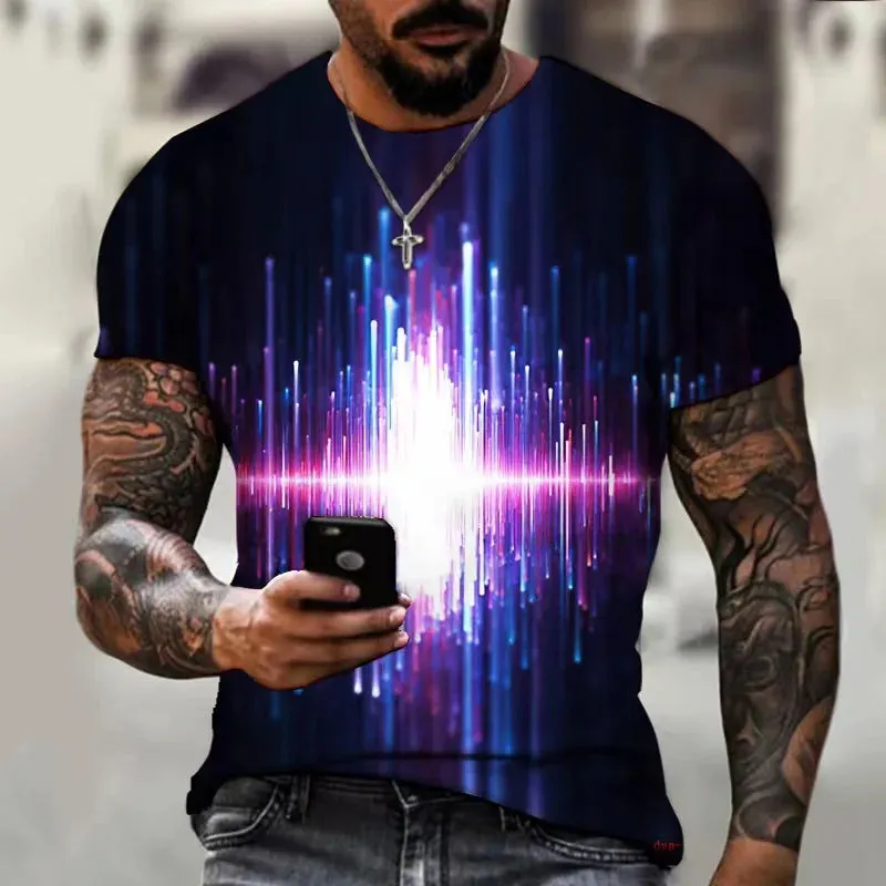 M-xlrge Men's Graphic 3d O Neck T Shirt Casual Streetwear Short Sleeve