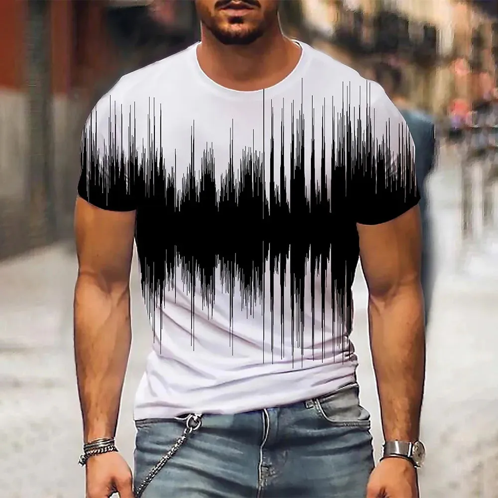 M-xlrge Men's Graphic 3d O Neck T Shirt Casual Streetwear Short Sleeve