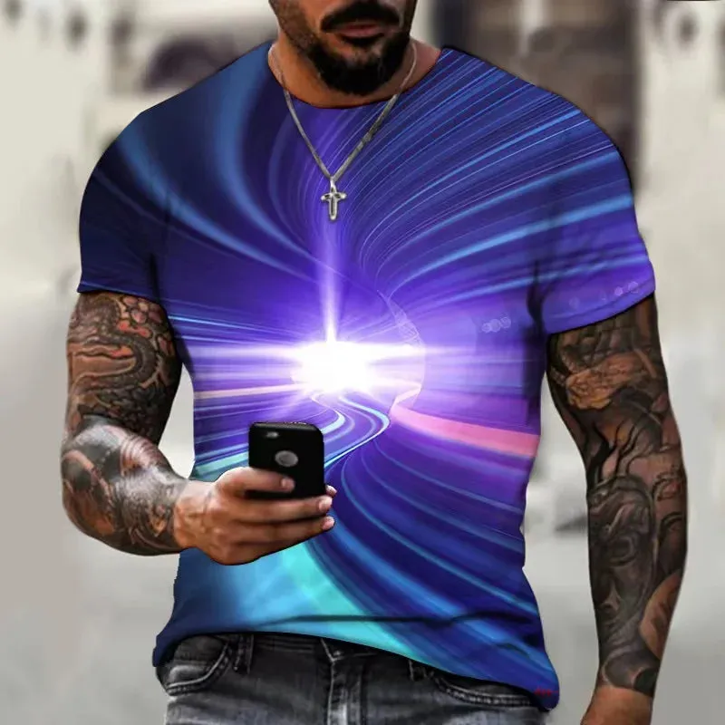 M-xlrge Men's Graphic 3d O Neck T Shirt Casual Streetwear Short Sleeve