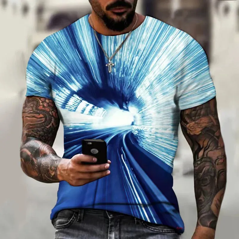 M-xlrge Men's Graphic 3d O Neck T Shirt Casual Streetwear Short Sleeve