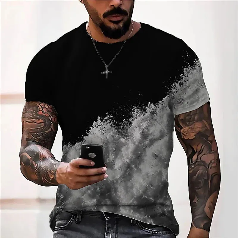 M-xlrge Men's Graphic 3d O Neck T Shirt Casual Streetwear Short Sleeve