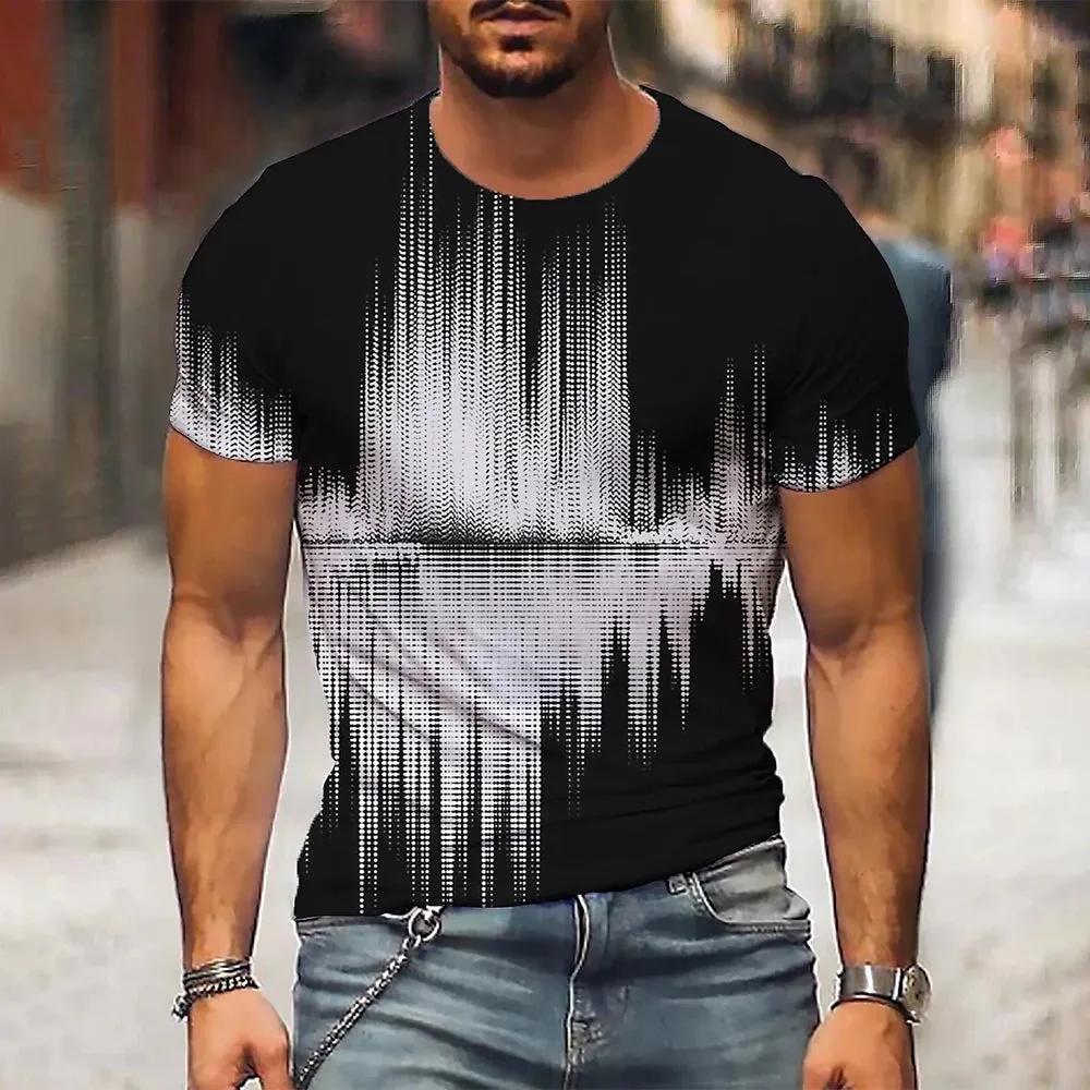 M-xlrge Men's Graphic 3d O Neck T Shirt Casual Streetwear Short Sleeve