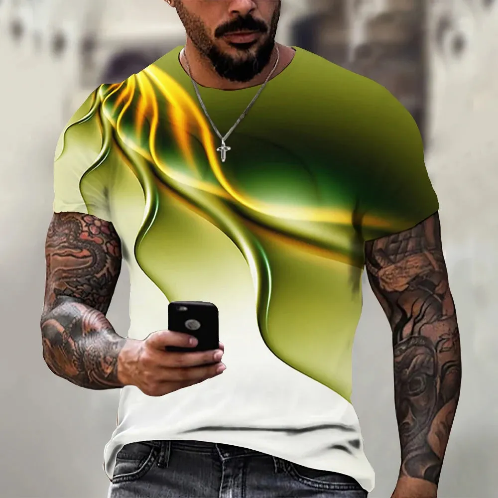 M-xlrge Men's Graphic 3d O Neck T Shirt Casual Streetwear Short Sleeve