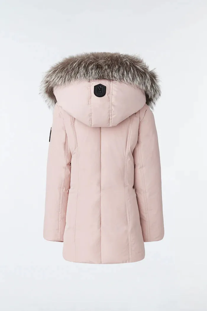 Mackage LEELEE Girls Down Coat with Removable Silver Fox Collar