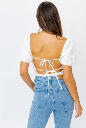 Maggie Balloon Elbow Sleeve Open Back Bodysuit