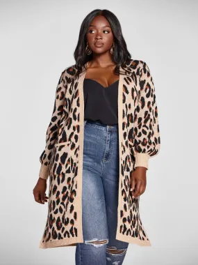 Marguerite Leopard Print Cardigan Sweater