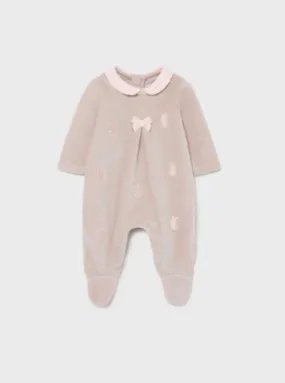 Mayoral Baby Girl Velvet Bow Pajamas In Gift Box