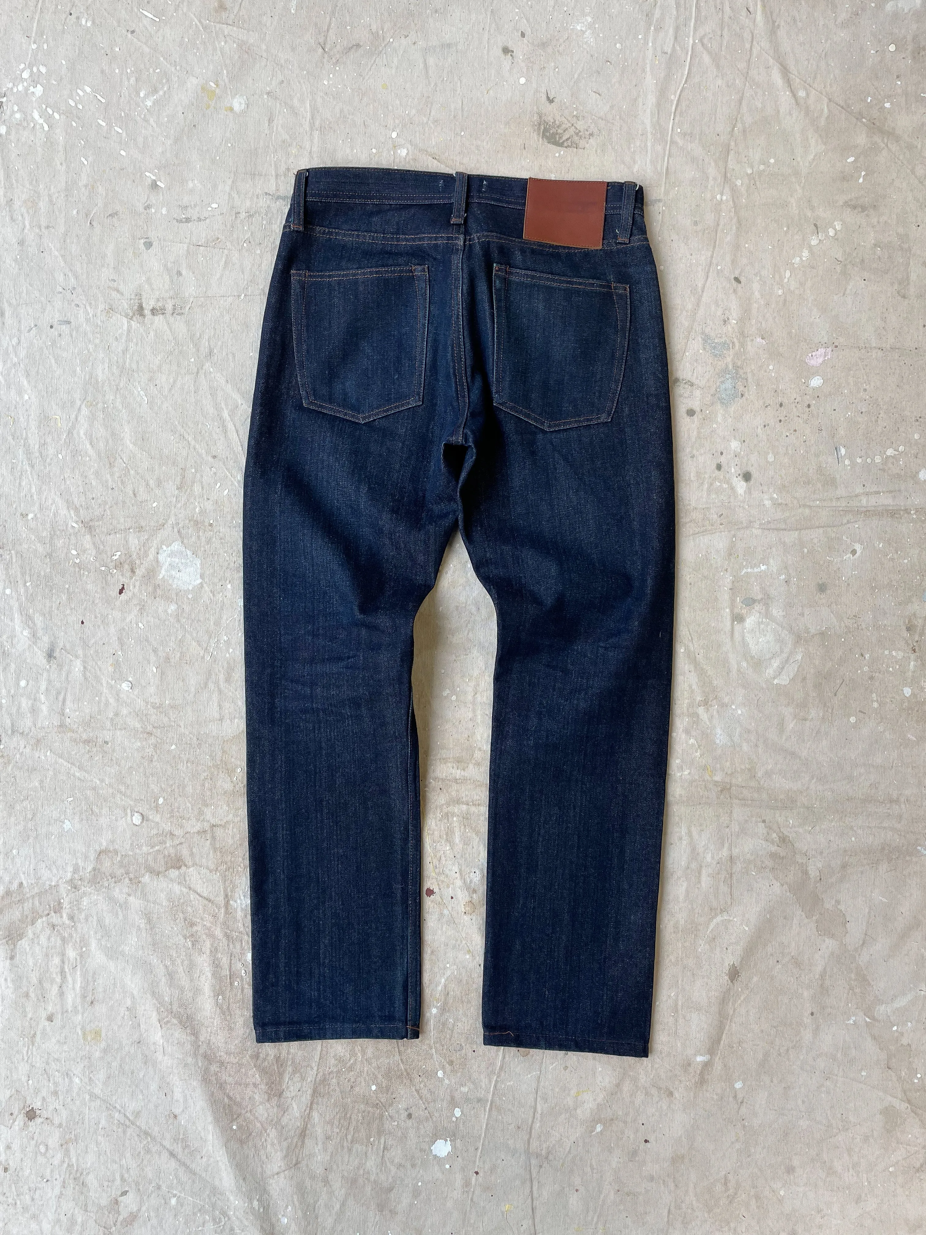 MID-RISE 14.5OZ SELVEDGE DENIM—DARK WASH [30X28]