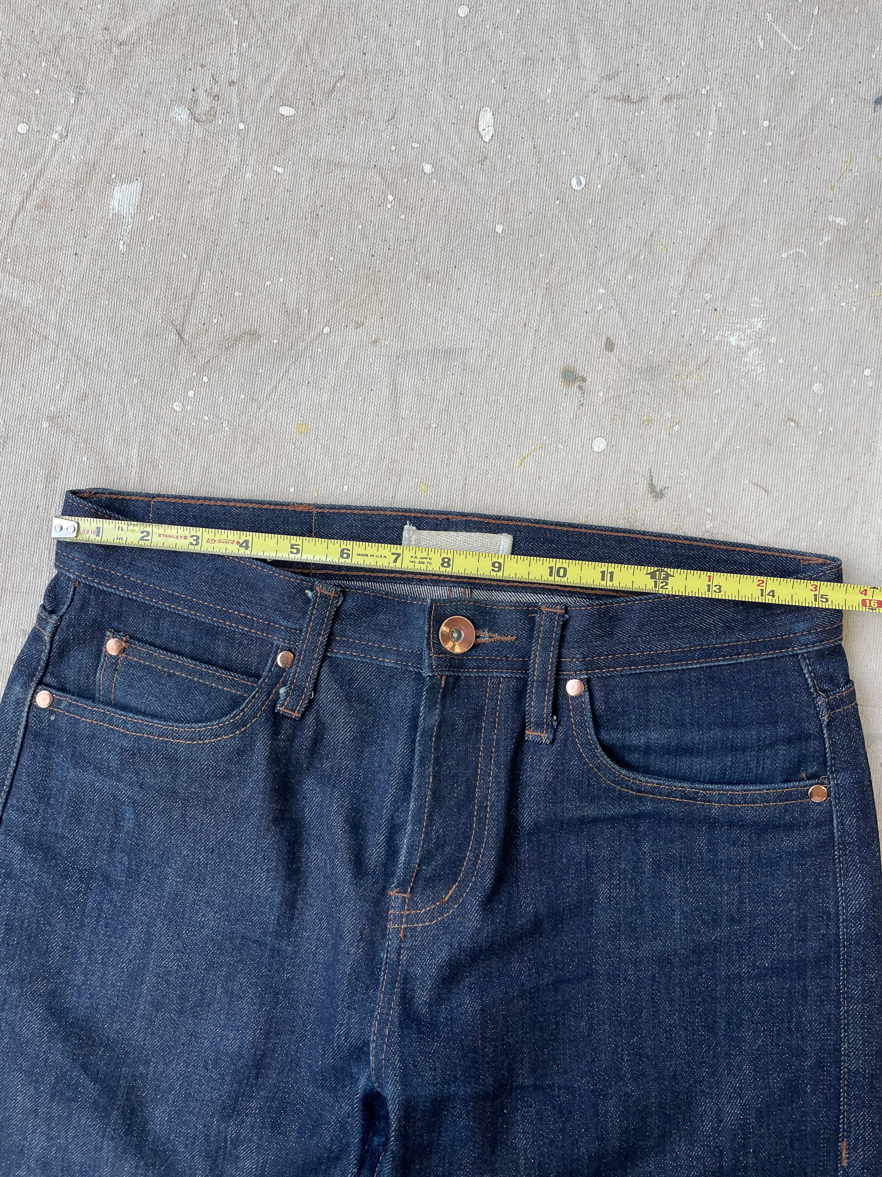 MID-RISE 14.5OZ SELVEDGE DENIM—DARK WASH [30X28]