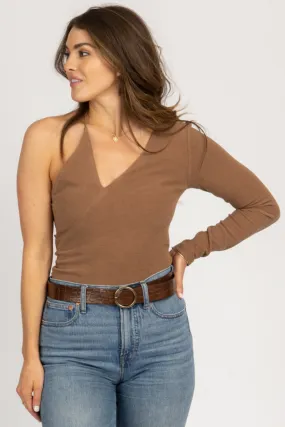 MOCHA SPAGHETTI STRAP CUTOUT BODYSUIT