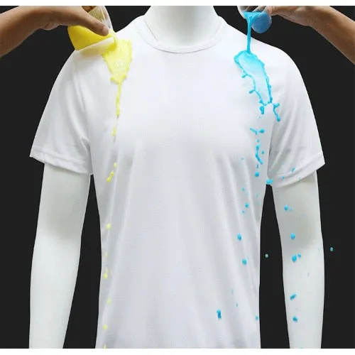 Nano Technology Tshirt Breathable Simple Clean Hydrophobic Waterproof Mens T Shirt O-neck Fitness Quick Dry T-shirt Tops Tees