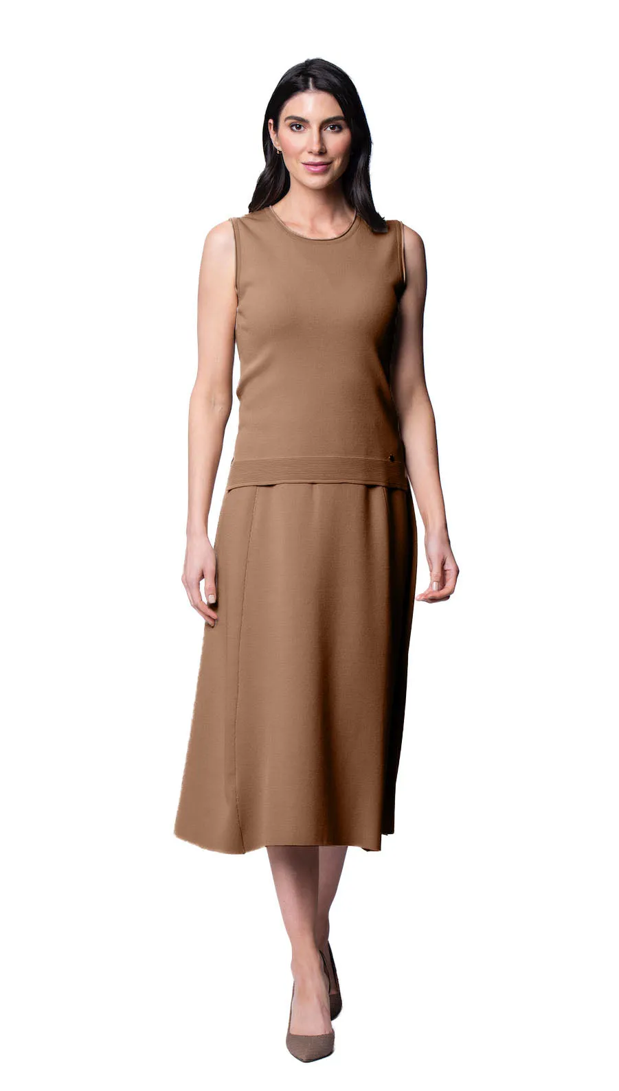 Natalie A-Line Midi Skirt - Mocha