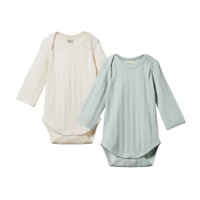 Nature Baby LS Bodysuit Derby 2 PK - Natural/Sea