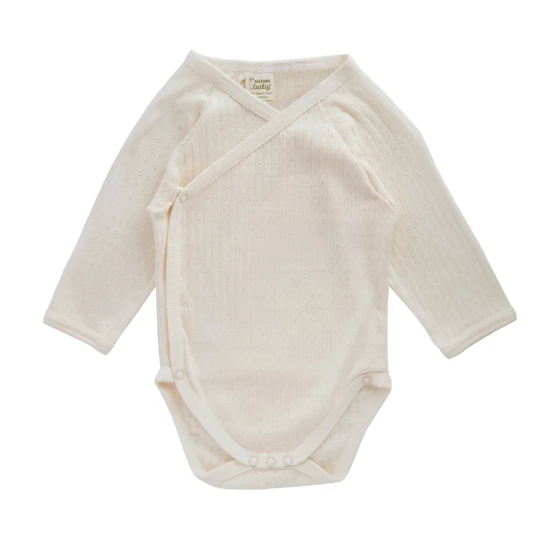 Nature Baby L/S Kimono Bodysuit - Pointelle Rose