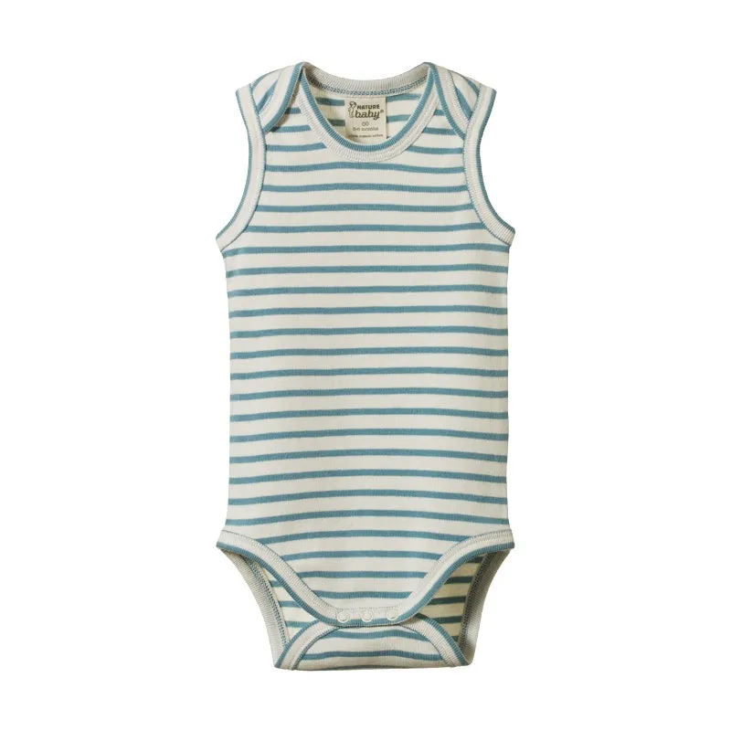 Nature Baby Singlet Bodysuit - Mineral Sailor Stripe