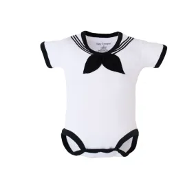 Navy Baby Sailor Bodysuit White