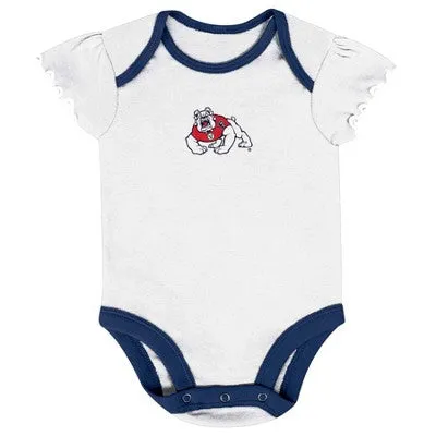 NCAA Fresno State Bulldogs Infant Girls' 3pk Bodysuit Set - 0-3M