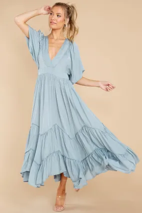 Never Austere Dusty Blue Midi Dress