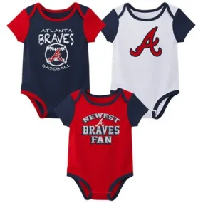 New - MLB Atlanta Braves Infant Boys' 3pk Bodysuit - 0-3M