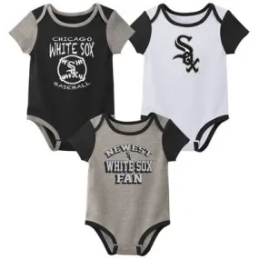 New - MLB Chicago White Sox Infant Boys' 3pk Bodysuit - 0-3M