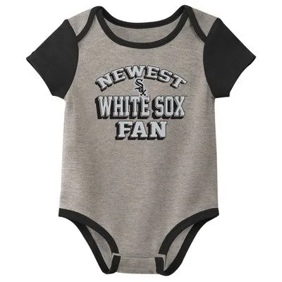 New - MLB Chicago White Sox Infant Boys' 3pk Bodysuit - 0-3M