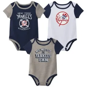 New - MLB New York Yankees Infant Boys' 3pk Bodysuit - 6-9M