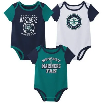 New - MLB Seattle Mariners Infant Boys' 3pk Bodysuit - 3-6M