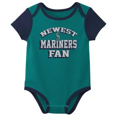 New - MLB Seattle Mariners Infant Boys' 3pk Bodysuit - 3-6M