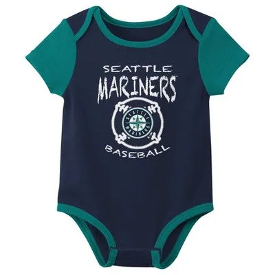 New - MLB Seattle Mariners Infant Boys' 3pk Bodysuit - 3-6M