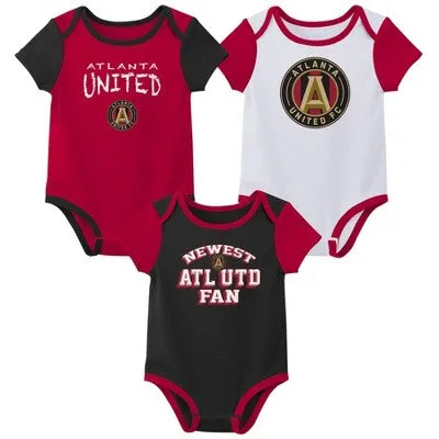 New - MLS Atlanta United FC Infant Girls' 3pk Bodysuit - 3-6M