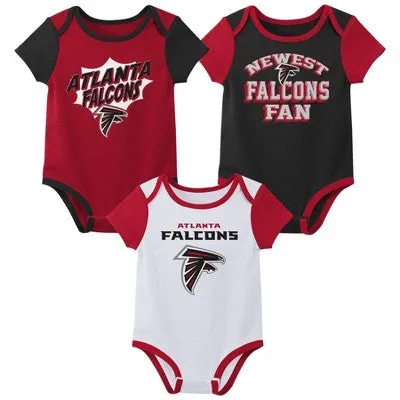 New - NFL Atlanta Falcons Infant Boys' 3pk Bodysuit - 0-3M