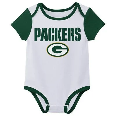 New - NFL Green Bay Packers Infant Boys' AOP 3pk Bodysuit - 3-6M