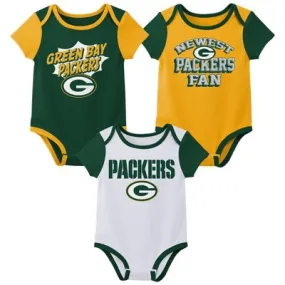 New - NFL Green Bay Packers Infant Boys' AOP 3pk Bodysuit - 3-6M