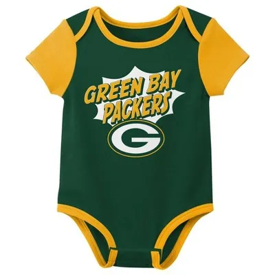 New - NFL Green Bay Packers Infant Boys' AOP 3pk Bodysuit - 3-6M