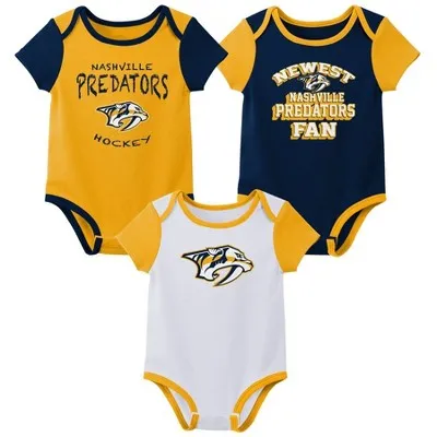 New - NHL Nashville Predators Infant Boys' 3pk Bodysuit - 6-9M