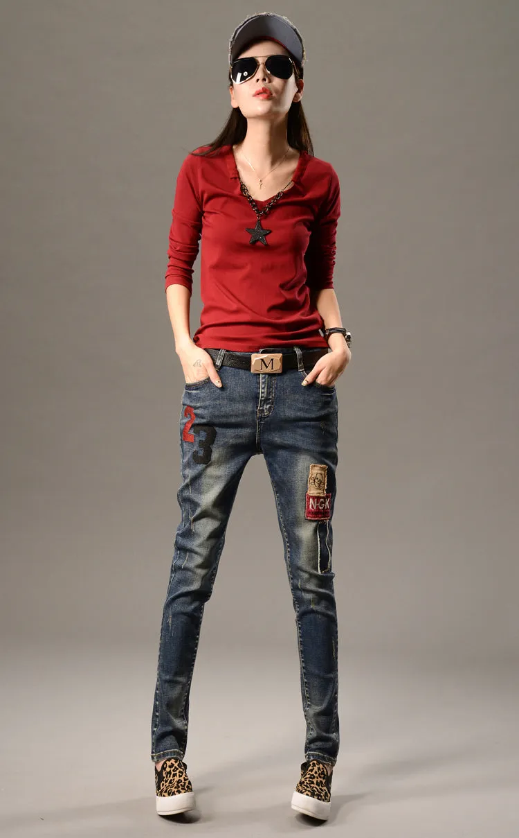 New Spring  Women Jeans jean Pants Denim Trousers Loose Jeans clothes