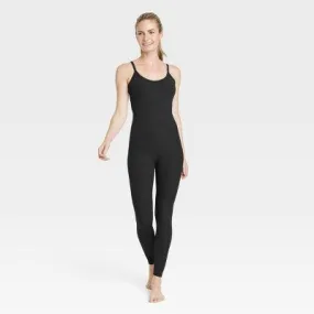 New - Women's Rib Full Length Bodysuit - All In Motion Black XS