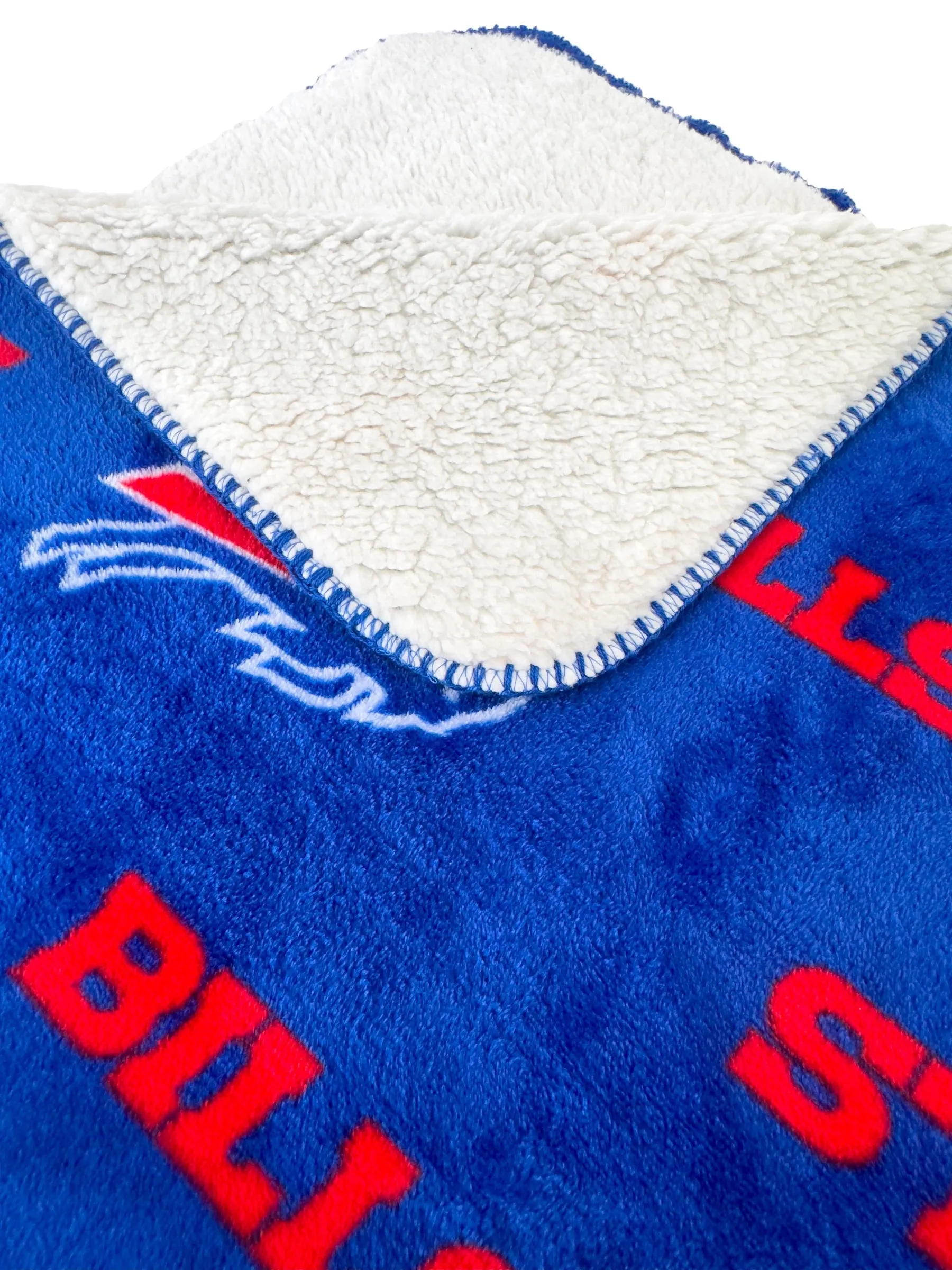 NFL Buffalo Bills Faux Shearling Sherpa Lined Blanket with Soft Coral Fleece