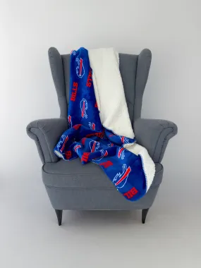 NFL Buffalo Bills Faux Shearling Sherpa Lined Blanket with Soft Coral Fleece