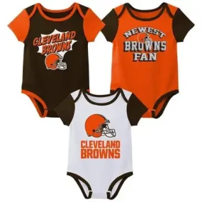 NFL Cleveland Browns Infant Boys' 3pk Bodysuit - 3-6M