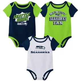 NFL Seattle Seahawks Infant Boys' AOP 3pk Bodysuit - 3-6M